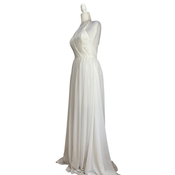 Dress the Population White Maxi Gown Dress Criss Cross Open Back - Picture 3 of 11